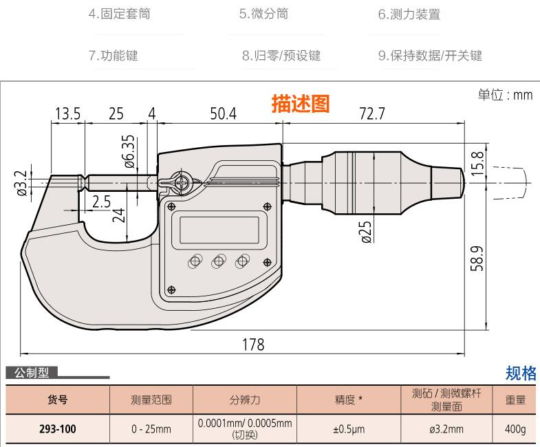 三豐數(shù)顯萬(wàn)分尺293-100 三豐數(shù)顯萬(wàn)分尺293-100